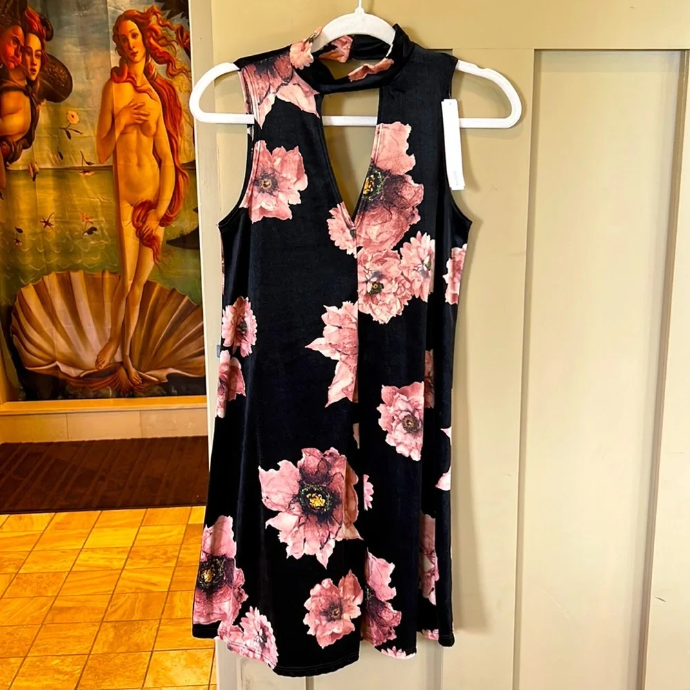 Aqua Dress Bloomingdale’s Choker Sleeveless Floral NEW
